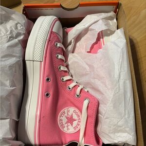 Converse Women's Pink Canvas Platform High-Tops